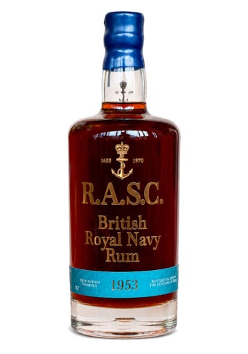 Colours of Rum - R.A.S.C 1953 British Royal Navy Rum Habourg No3917 53.9°